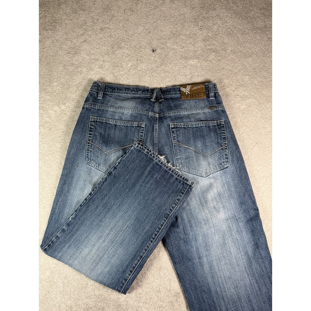 Avirex Classics Jeans Men's 36x30 Blue Baggy Wide Leg Faded Y2K Skater Street